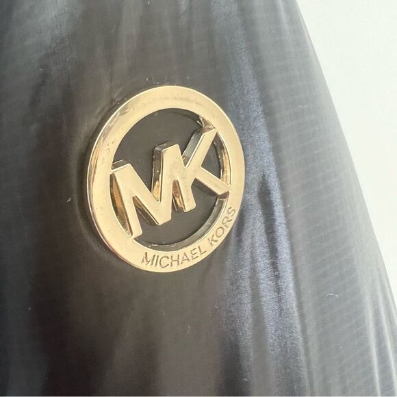 Michael Kors Jacket Coat Womens Small Black Quilted Neoprene Zip Up MK Logo - Picture 3 of 9